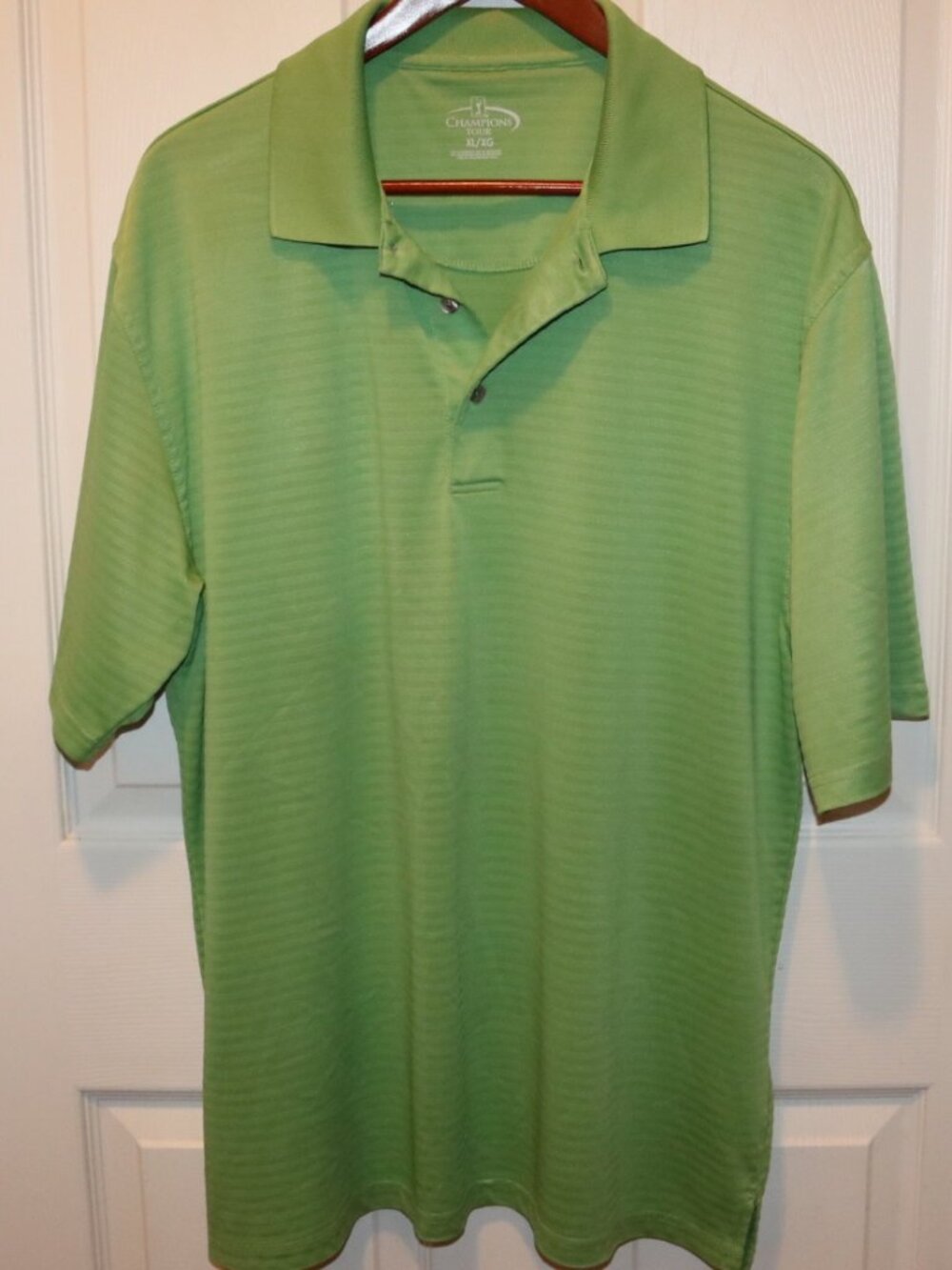 Champions Tour Polo Shirt Light Green XL Golf Short Sleeve Stripe Pattern